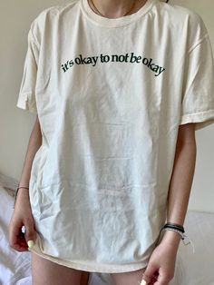 100% comfort colors shirt. "ivory" color. screenprinted. unisex adult sizing. these are made to order! please allow 2-4 weeks for shipment ᵕ̈ model is 5'5, usually a size small & wearing a size large. Beige Soft-washed Crew Neck T-shirt, Happy Tees, Its Okay To Not Be Okay, Screen Printing Designs, Comfort Colors Shirt, Be Okay, Comfort Colors Tee, It's Okay, Love T Shirt