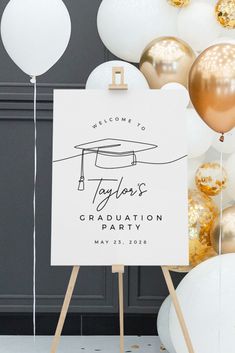 Minimalist Graduation Sign Minimalist Graduation Party, Graduation Party University, Graduation Party Welcome Sign, Grad Party Theme, Graduation Boards, Modern Graduation Party, College Grad Party, Graduation Party Signs