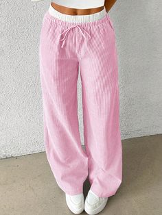 SHEIN Pantalones anchos casuales sueltos de cintura contrastante para niña preadolescenteHe descubierto los artículos más increíbles en SHEIN.com, ¡ve y echa un vistazo! Chaleco Casual, Wide Trousers, Y2k Clothes, Fitted Blouses, Casual Stylish, Casual Stripes, Striped Fabrics, Inspiration Mode, Light Jacket