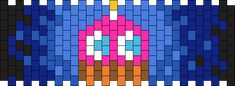 an image of a pixel art piece with blue and pink colors