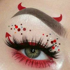 Halloween Eye Makeup Ideas, Devil Makeup, Halloween Make-up Looks, Holloween Makeup, Drag Make-up, Cute Halloween Makeup, Halloween Makeup Diy, Cool Halloween Makeup, Halloween Eye Makeup