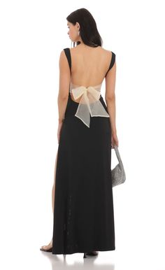 Open Back Bow Maxi Dress in Black | LUCY IN THE SKY Lucy In The Sky, Hoco Dresses, Fancy Dresses, Guest Dresses