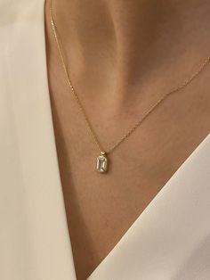 14K Solid Gold Baguette Diamond Charm Square Diamond Pendant - Etsy Minimalist Baguette Cubic Zirconia Jewelry, White Baguette Cut Jewelry For Everyday Wear, White Baguette Fine Jewelry, Baguette Cubic Zirconia Jewelry Gift, Minimalist Baguette Diamond Cut Jewelry, Delicate Baguette Cut Jewelry For Gifts, Minimalist Baguette Jewelry As Gift, Minimalist Baguette Jewelry For Gifts, Classic Baguette Jewelry As A Gift