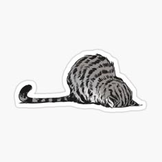 a sticker of a cat laying down on the ground