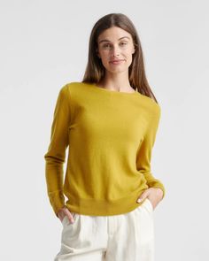 The $50 Cashmere Crewneck Sweater | Quince Light Blue Crewneck, Cashmere Loungewear, Spicy Mustard, 100 Grade, Wardrobe Makeover, Blue Crewneck, Cashmere Yarn, Wardrobe Inspiration, Sweater For Women