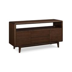 the sideboard is made from wood and has two drawers