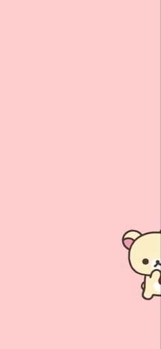 a cartoon bear peeking out from behind a pink wall