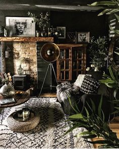 a living room filled with furniture and plants