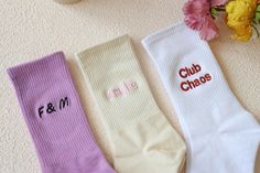 Looking for a special personalized or custom made gift for him or her, that is proven to put a smile on their face? Look no further, our classic embroidered unisex socks can be personalized with your custom embroidered name or initials in any color you like. Whether it is a gift or a personal treat, it is sure to make an impression.Made of high-quality cotton socks, the fabric is flexible. Suitable for sizes 35-44. They have moisture resistance and provide comfort through seamless toe design.toe Personalized Unique Gifts, Team Socks, Different Font Styles, Anniversary Surprise, Personalized Socks, Embroidered Name, Women's Socks, Sports Socks, Text Logo