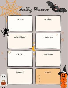 a printable halloween planner with pumpkins and bats