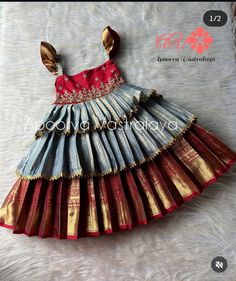 Ethnic Frocks For Baby Girl, Baby Girl Lehenga Designs, Mangalagiri Pattu Dresses Designs, Baby Pattu Pavadai Designs, Baby Girl Pattu Langa Designs, Kids Frock Design, Baby Girl Dresses Indian, Pattu Pavadai Designs, Indian Baby Girl