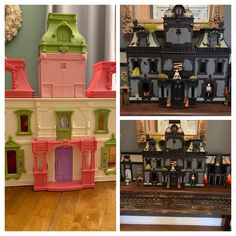 there are three different pictures of a doll house