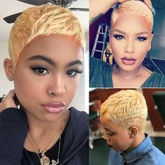 Layered Pixie Cut, Grey Wigs, Hairstyles Wigs, Honey Blond, Human Hair Wigs Blonde, Short Afro, Cheap Wigs, Short Human Hair Wigs, Cheap Human Hair