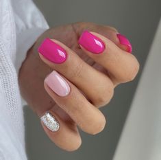 Bright Pink Nails, Cute Pink Nails, Milky Nails, Short Gel Nails, Nagel Tips, Simple Gel Nails, Casual Nails, Her Nails, Pink Nail Art