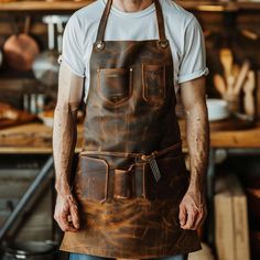 Storage For Tools, Easy Apron, Bar Apron, Butcher Apron, Barber Apron, Workshop Tools, Cafe Bike, Bike Ideas, Leather Apron