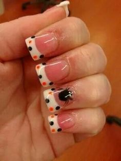 Halloween fun Fingernails Designs, Dot Nail Art Designs, Classy Nail, Cute Halloween Nails, Dot Nail Art, Her Nails, Dots Nails