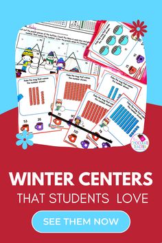 Winter math task cards for place value and number sense. First Grade Centers, Winter Centers, Cvce Words, Winter Math