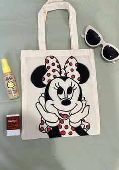 Tote bag is handmade. Tote bag measures 9" x 11". Paterson Nj, Handmade Tote Bag, Handmade Tote, Christmas Deals, Party Favours, Party Games, Minnie Mouse, Party Favors, Accessory Gift