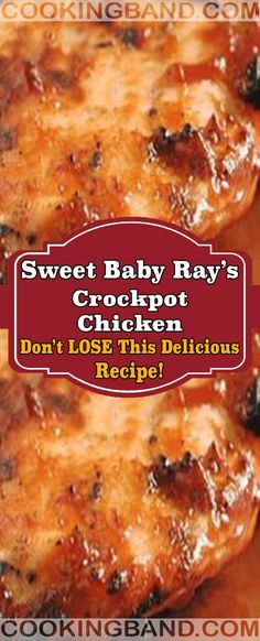 two baby rays crockpot chicken on a plate