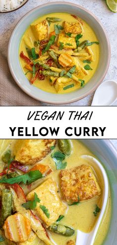 vegan thai yellow curry with tofu and vegetables