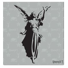 Taking inspiration from street art  Stencil1 Stencils feature bold  graphic designs that add oomph to any art  craft  or d�cor project. They're durable  washable  and reusable  and make a statement on many surfaces. Use them again and again to make unique art  handmade gifts  and more. - Stencil1 Stencil - Angel  5-3/4" x 6" Angel Stencil, 42 Tattoo, Diy Stencils, Art Stencils, Laser Cut Stencils, Stencil Diy, Stencil Art, Silhouette Art, Angel Art