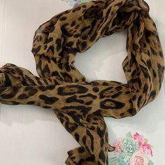 Large Rectangular Leopard Print Or Jaguar Print Scarf. Black And Brown Cheetah Print Scarf Outfit, Pucci Scarf, Cheetah Print Scarf, Dress Topper, Red Plaid Scarf, Jaguar Print, Brown Scarves, Vintage Givenchy, Scarf Outfit