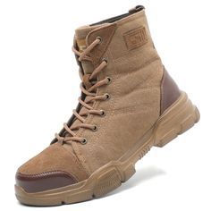 Color: 611-Khaki, Shoe Size: 37 Mens Work Shoes, Steel Toe Shoes, Steel Toe Boots, Mens Winter Boots, Steel Toe Work Boots, Work Boots Men, Safety Boots, Military Boots, Boot Types