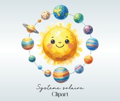 the sun with different planets around it and caption saying, space solar clipart