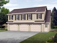 this is an artist's rendering of the garage and apartment plans for two story homes