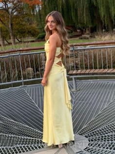 Yellow Satin V-neck Backless Long Evening Prom Dresses, MR9291 This dress could be custom made, there are no extra cost to do custom size and color.Description of dress1, Material: satin, elastic like silk, pongee.2, Color: picture color or other colors, there are 126 colors are available, please contact us for more colors.3, Size: standard size or custom size, if dress is custom made, we need to size as followingbust______ cm/inchwaist______cm/inchhip:_______cm/inch (Find the widest part of the Butter Yellow Prom Dress, Baby Yellow Prom Dress, Yellow Prom Dress Aesthetic, Pale Yellow Prom Dress, Pastel Yellow Prom Dress, Formal Dresses Yellow, Satin Dresses Prom, Yellow Satin Prom Dress, Poses For Prom