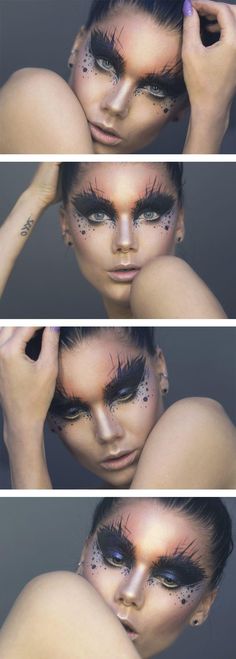 Black swan maybe? Extreme Make-up, Carnaval Make-up, Fantasy Make-up, Make Carnaval, Make Up Designs, Drag Make-up, Halloween 11, Linda Hallberg, Nars Blush