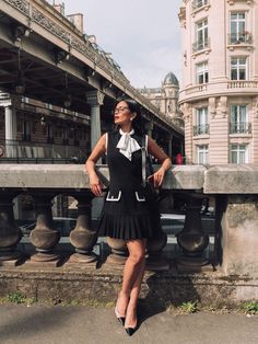 Sleeveless mini dress with bow on collar :: LICHI - Online fashion store Bow Dresses Women, Dresses With Bow, Bow Dresses, Mini Dress With Bow, Autumn Dress, Online Fashion Store, Romantic Dress, Everyday Dresses, Street Style Looks