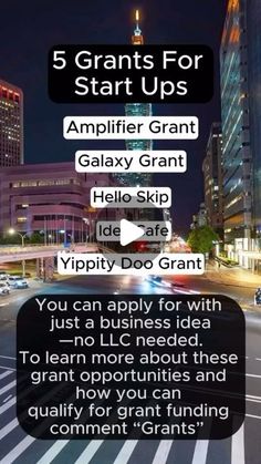 an advertisement with the words 5 grants for start ups