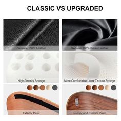 the different types of leathers and materials for upholstered furniture are shown here