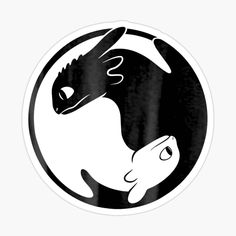 a black and white sticker with an image of a rabbit in the middle of it