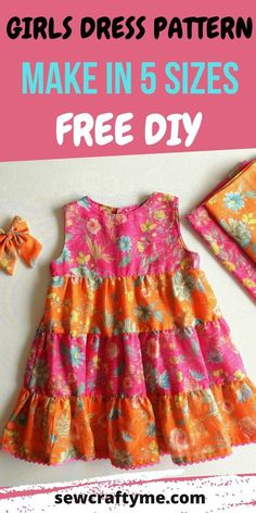 girls dress pattern make in 5 sizes free diy