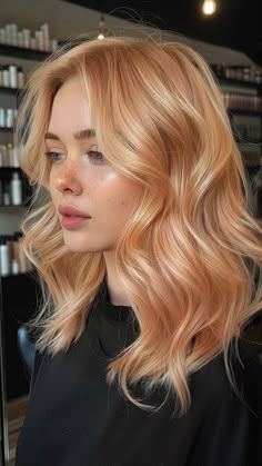 Shade Of Blonde, Copper Blonde Hair, Red Blonde Hair, Blonde Hair Transformations, Blonde Actresses, Strawberry Hair, Blonde Hairstyle, Peach Hair