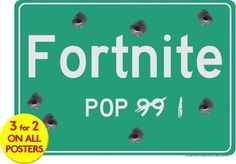 FORTNITE - US Road Sign Print Art Prints Vintage, Railway Posters, Prints Vintage, Road Sign, Road Signs, Vintage Art Prints, All Poster, Sign Printing, Fortnite