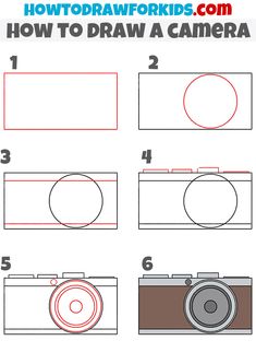 how to draw a camera step by step instructions for kids and beginners with pictures