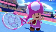 a cartoon character holding a tennis racket