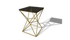 a black and gold side table on a white background