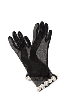 Pearl-Embellished Tulle Gloves by Simone Rocha - Moda Operandi Classy Gloves, Tulle Gloves, Norma Jeane, Womens Gloves, Black Pearl, Moda Operandi, Hand Warmers