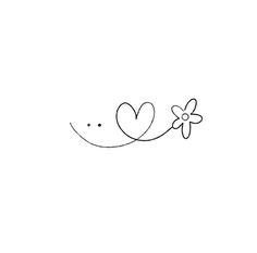 a drawing of two hearts and a flower