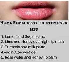 Remedies For Dark Lips, Lighten Dark Lips, Natural Pink Lips, Lip Scrub Homemade, Lip Scrub Diy, Clear Healthy Skin, Natural Skin Care Remedies, Lip Care Routine, Natural Face Skin Care