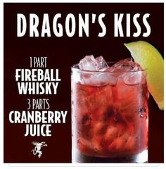 a poster advertising a fireball whiskey and cranberry juice