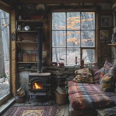 a living room with a couch and a fire place