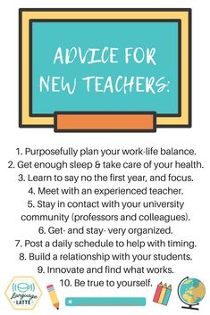 a poster with the words advice for new teachers