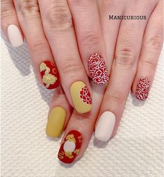 Chinese New Year Nails 2023, Chinese New Year Nail Art Design 2023, Chinese Inspired Nails, Nail Art Chinese New Year, Chinese New Year Nail Design, Red Lunar New Year Nails