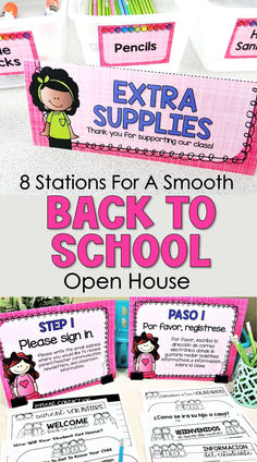 Back to school open house and Meet the Teacher Night stations. Open House Stations, Meet The Teacher Ideas, Student Information Form, Family Math Night, Teaching Rules, Meet The Teacher Night, School Open House, Meet The Teacher Template