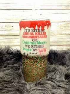 30oz funny Christmas tumbler Sleighin Or Slayin, Christmas Tumbler, Christmas Tumblers, Water Glasses, Tumbler Cups, Funny Christmas, Christmas Humor, Custom Made, Tumbler